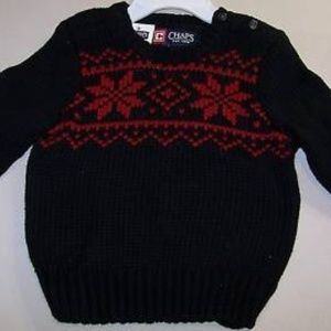CHAPS Knit Sweater BLACK w/ RED Snowflakes 18M NEW